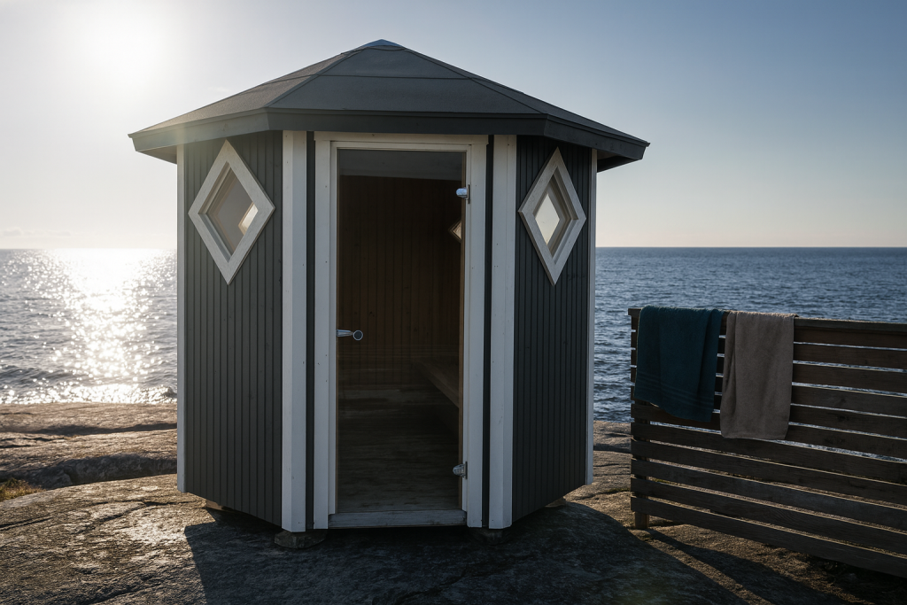 liten vedeldad bastu