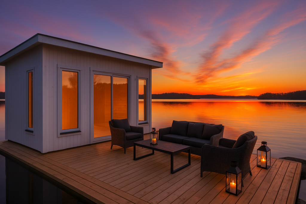 Bastu med vacker relaxavdelning