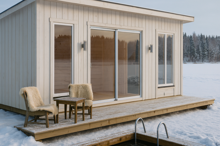 bastu med vacker inomhus panel